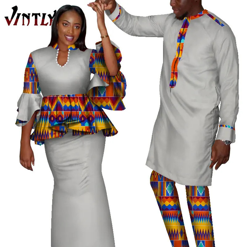 Традиционная африканская одежда для пар мужские костюмы Дашики и женские с