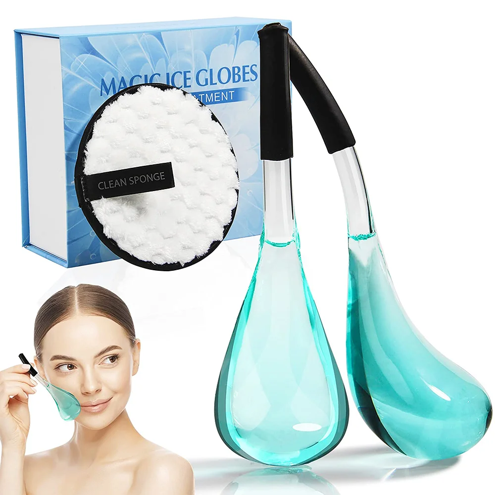 

2PC Facial Ice Globes Glass Ice Cold Facial Cooling Relax Massager Beauty Skin Tightening Skin Care Tool