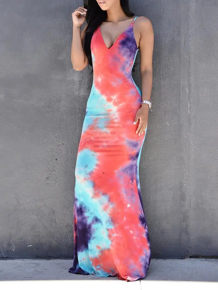 Женское длинное платье в стиле бохо пляжный Сарафан Макси с принтом и завязкой