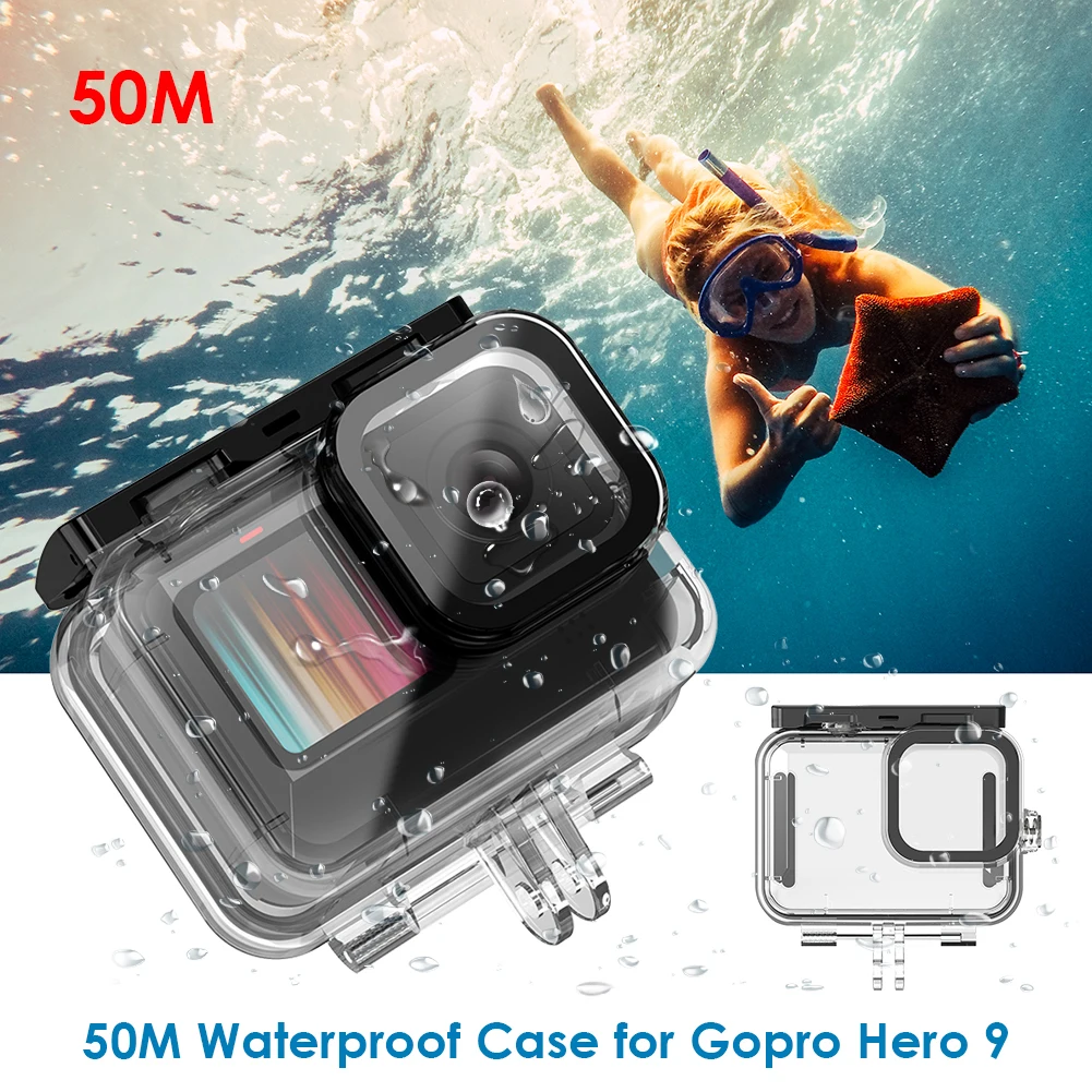 

50ATM водонепроницаемый чехол для GoPro Hero 9 прозрачный защитный чехол для подводного дайвинга сенсорный экран защитный чехол для подводного да...
