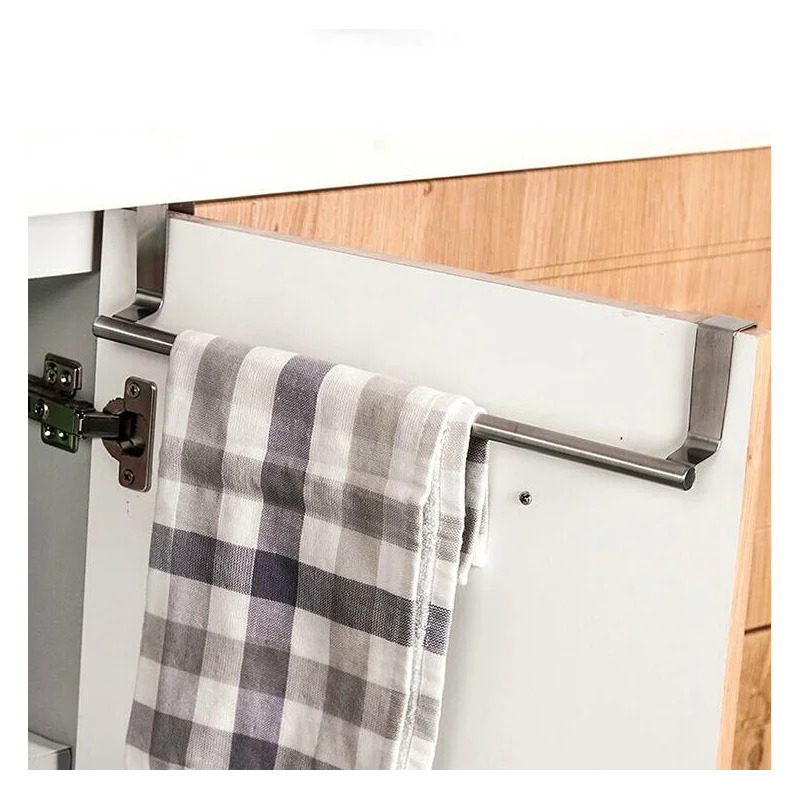 

Stainless Steel Towel Rack Bathroom Towel Holder Stand Kitchen Cabinet Door Hanging Organizer Shelf Firm Wall Mounted Towels Bar