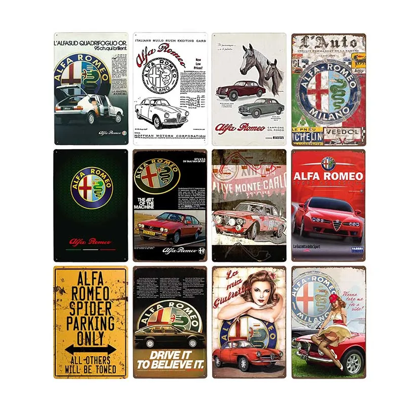 Alfa Romeo металлический знак для гаража Декоративные Жестяная доска ретро