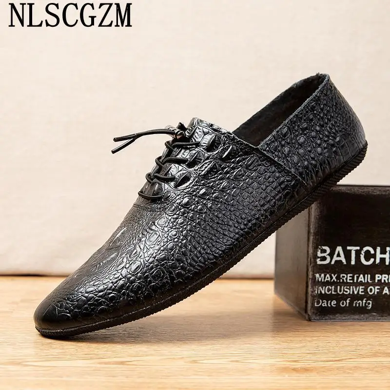 

Designer Oxford Men Shoes Black Leather Casual Shoes Men White Crocodile Shoes for Man 2022 Мужская повседневная обувь Chaussure
