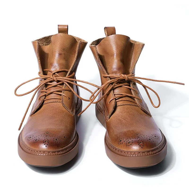 Повседневные ботинки Мужская зимняя обувь Ботинки из натуральной кожи на