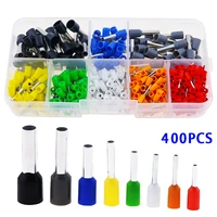 400pcs 8 size 8 color wire copper crimp connector insulated cord pin end terminal kit set