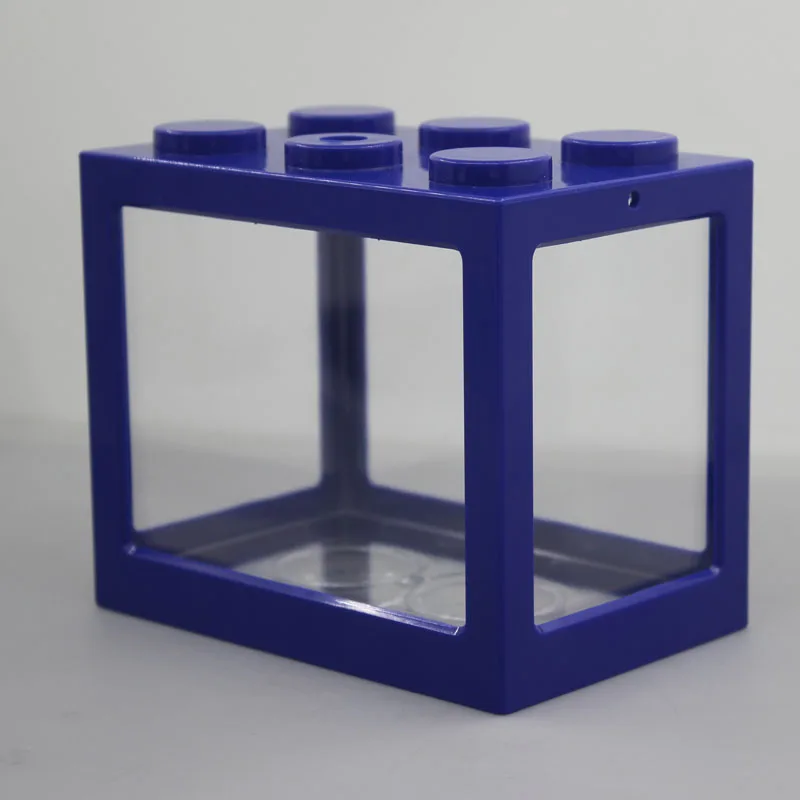 dark blue 9 цветов, мини-аквариум Betta, креативный строительный блок для аквариума, домашний офис, украшение чайного стола, коробка для кормления - Цвет: dark blue