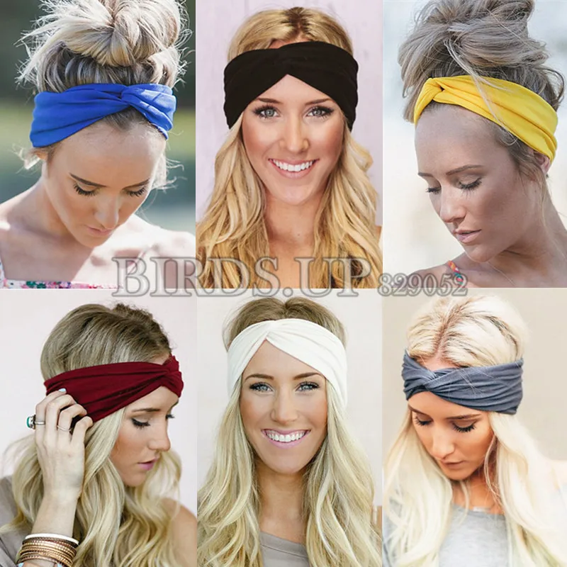 2022 Одноцветные ободки Criss Cross для женщин и девочек для йоги, спорта, поворотов головой, эластичная повязка на голову, аксессуары для волос, турбан.