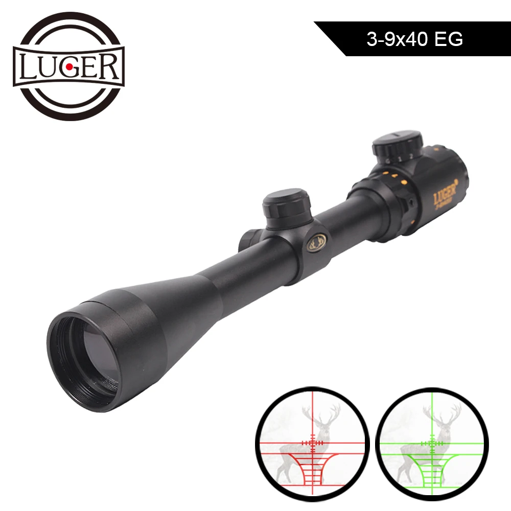 Оптический прицел для винтовки LUGER 3 9x40 с красной и зеленой подсветкой