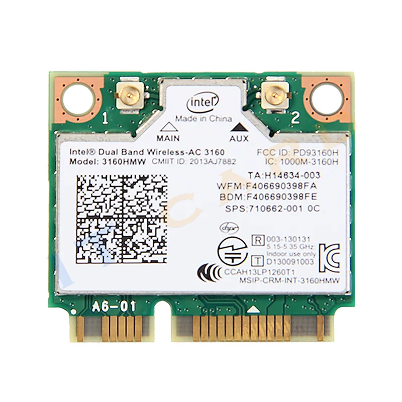 Двухдиапазонная беспроводная Wi-Fi карта 2 4 ГГц/5 ГГц Intel Wireless-AC 3160 3160HMW 802.11ac 433 Мбит/с