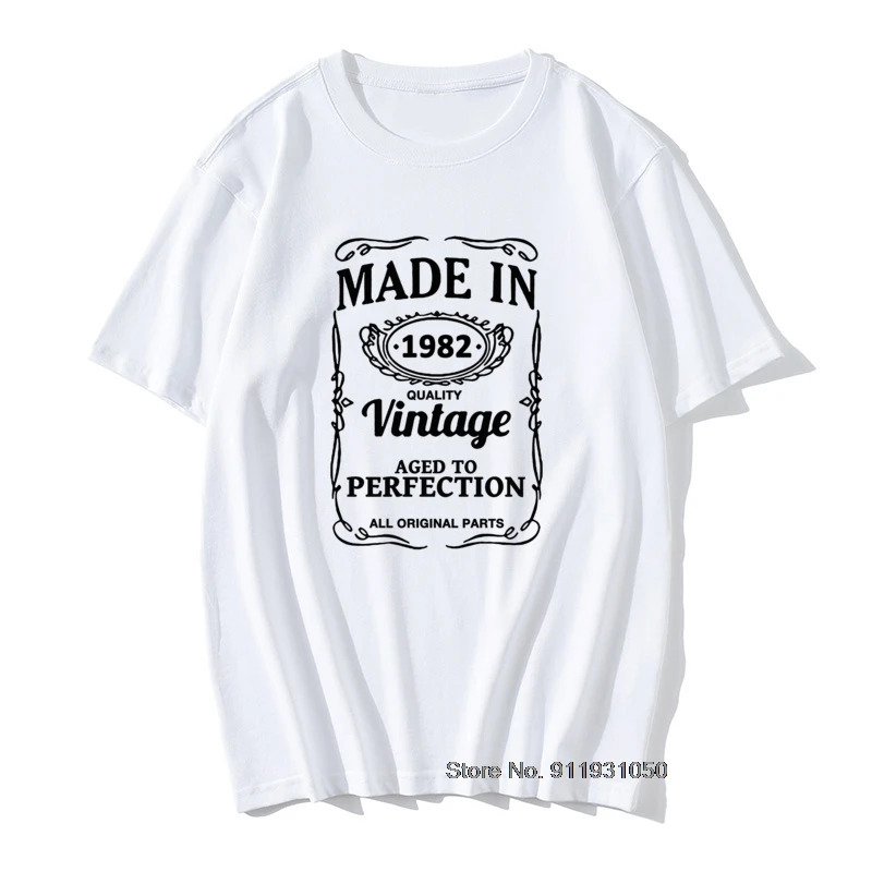 

Made In 1982 39th Birthday Present Vintage Cotton O-Neck T-Shirts Men 39 Years Husband Father Commemorative T-shirt Gift