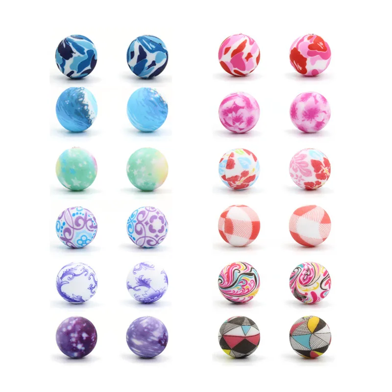 

10 шт., силиконовые жевательные круглые бусины, 15 мм