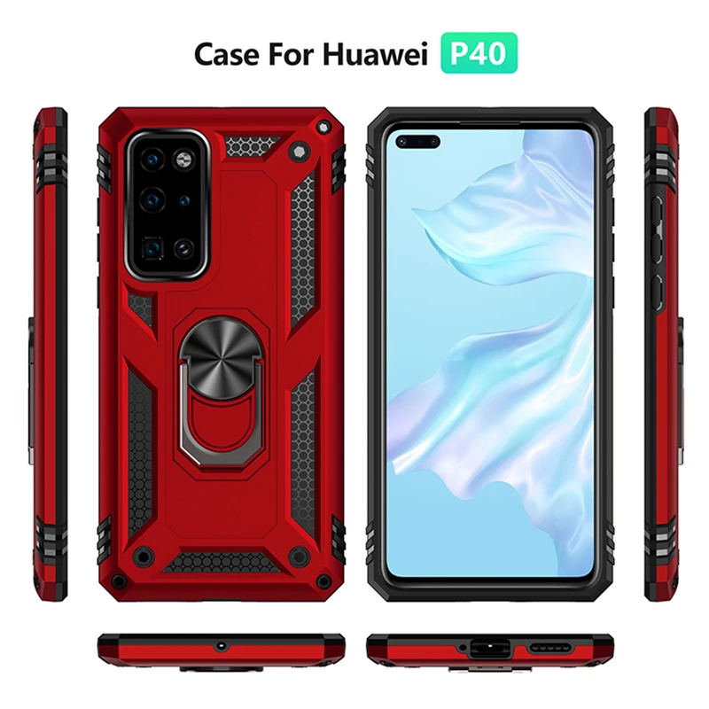 

Case For Huawei P40 Pro Case Luxury anti-fall car magnetic bracket Armor Cover For Huawei P40 P30 Pro Plus Mate 30 20 Pro Case