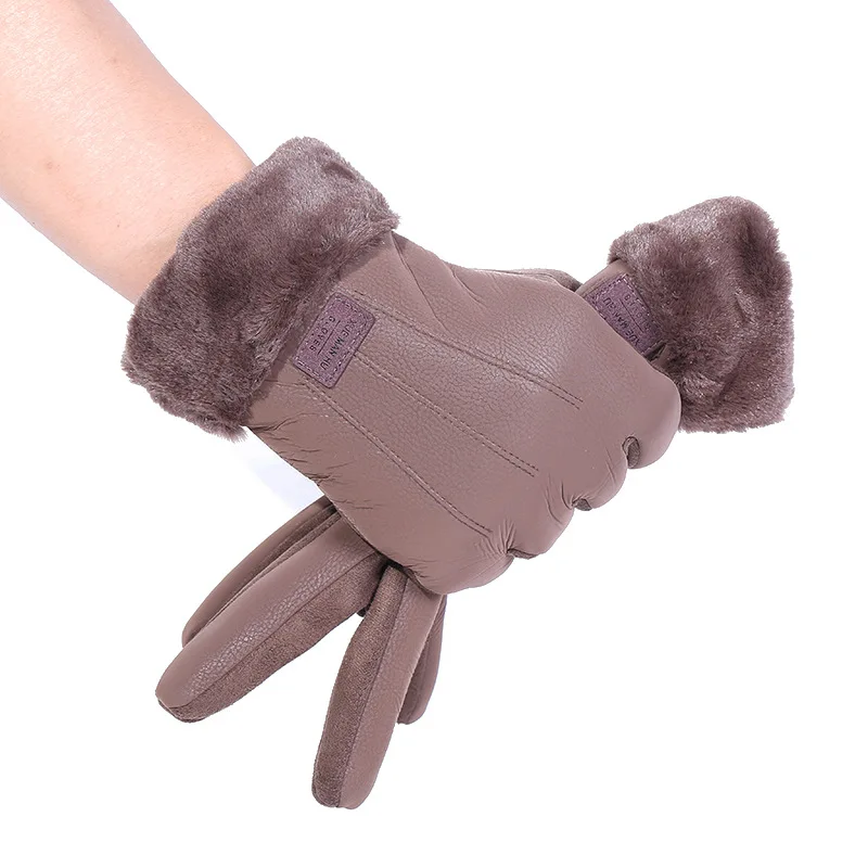 Осенне зимние новые модные теплые кожаные перчатки Mao Kou мужские уличные с