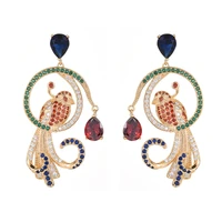 fashion circle bird earrings for women micro pave cubic zirconia jewellery elegant temperament earings luxury brand jewelry