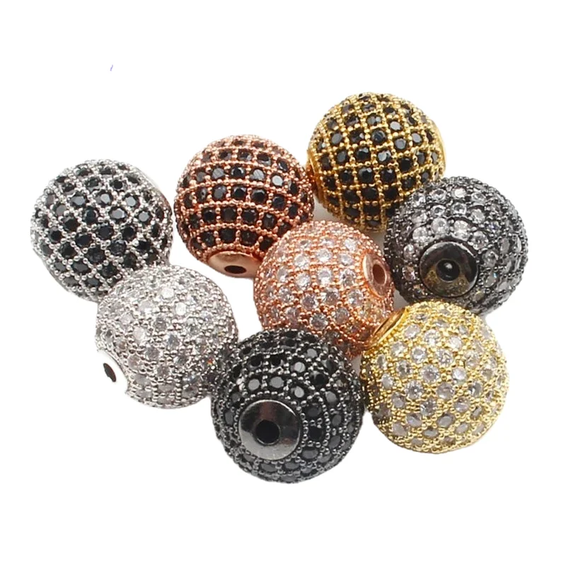 3pcs/lot CZ Spacer Round Bead 4mm 6mm 8mm 10mm 12mm Brass Micro Pave Cubic Zirconia Beads for Jewelry Making Diy Charms Bracelet