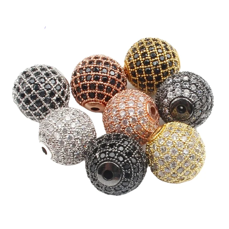 

3pcs/lot CZ Spacer Round Bead 4mm 6mm 8mm 10mm 12mm Brass Micro Pave Cubic Zirconia Beads for Jewelry Making Diy Charms Bracelet