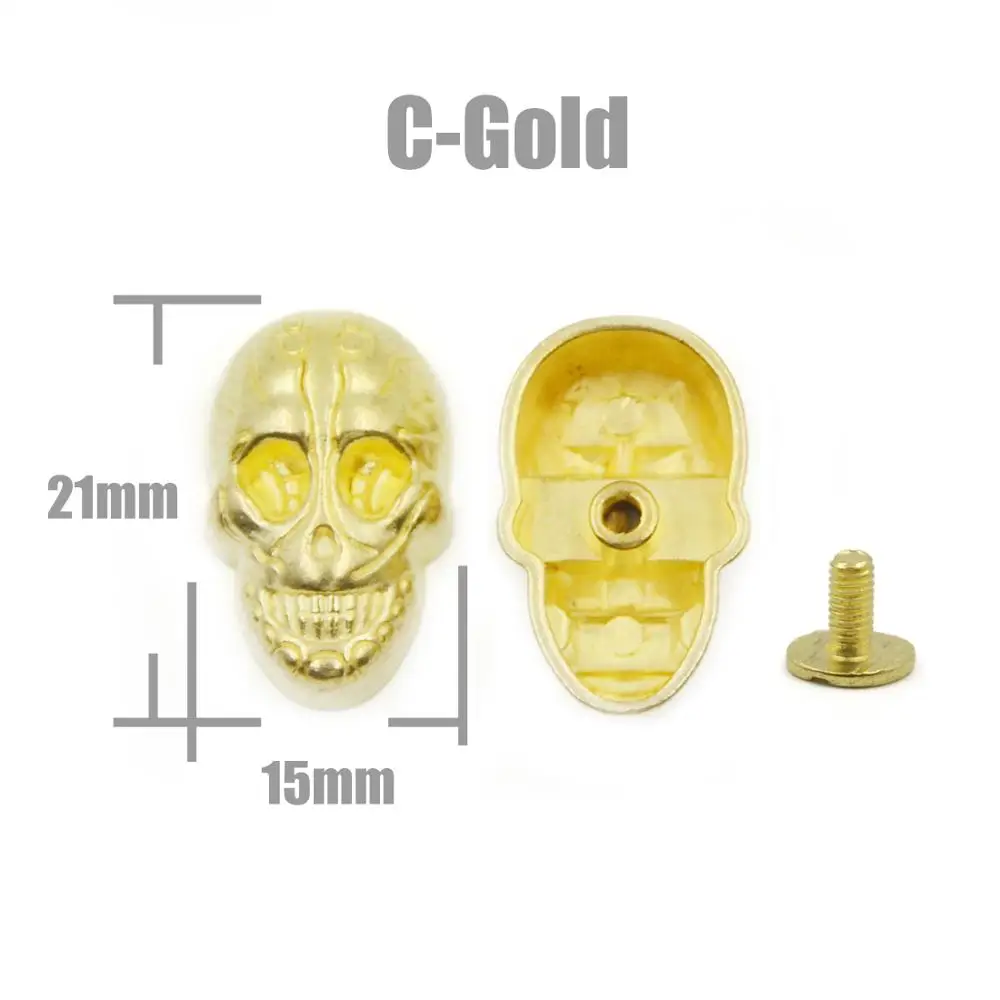 C Gold 5Pcs Череп крест кость заклепки с шипами пятна Гвоздика панк-рок DIY Кожа ремесло для одежды мешок обуви части одежды аксессуары - Цвет: C Gold 5Pcs