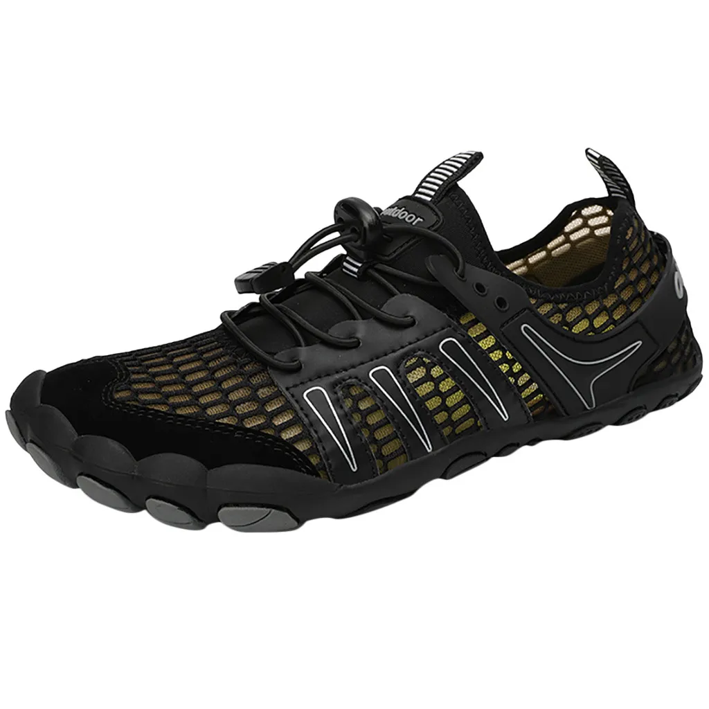 Черный Men Barefoot Five Fingers Shoes Summer Water Shoes for Men Outdoor Lightweight Men Shoes Fitness Sports Sneakers#N - Цвет: Черный