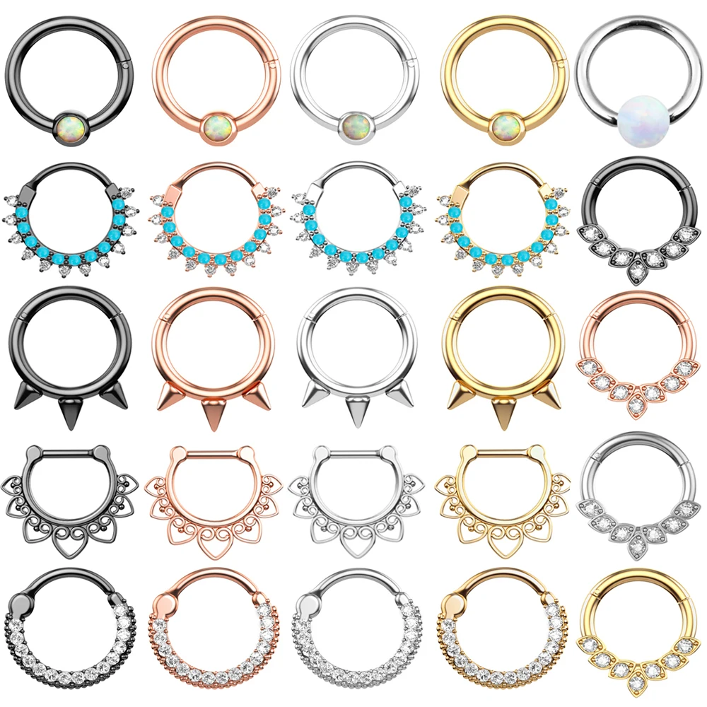 1 шт. 16 г кольцо для носа из нержавеющей стали с кристаллами CZ раскрывающаяся