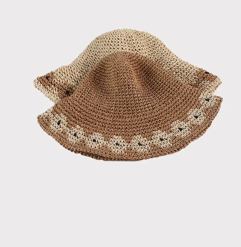 

2021 the new style joker handmade straw hat foldable sun hat outdoor travel hat for girl and women 07