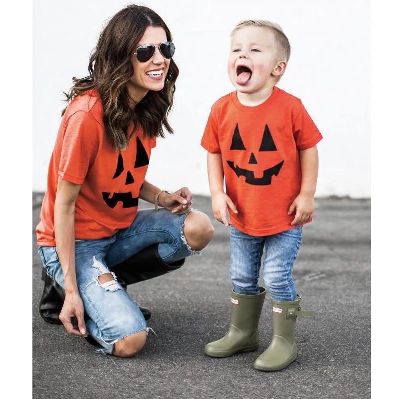 Одинаковые комплекты для семьи на Хэллоуин футболка Топы с короткими рукавами