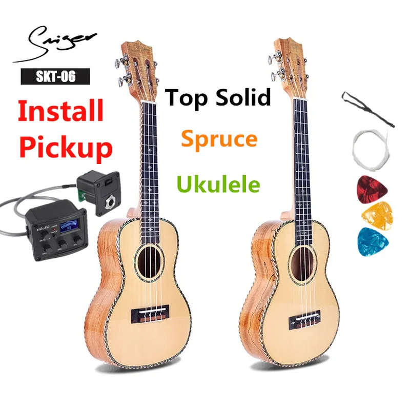 Гавайские гитары 24 26 дюймов Твердая ель Deadwood Mini Electri Tenor акустические 4 струны Ukelele
