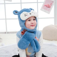 autumn and winter childrens hats new cartoon animal hooded cap deer bear thick warm hat scarf set one cap 20