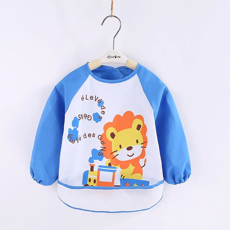 Style 6 blue lion Милый детский нагрудник малыша Baberos Bavoir водонепроницаемый передник с длинными рукавами Мультяшные животные Дети Кормление комбинезон детские вещи - Цвет: Style 6 blue lion