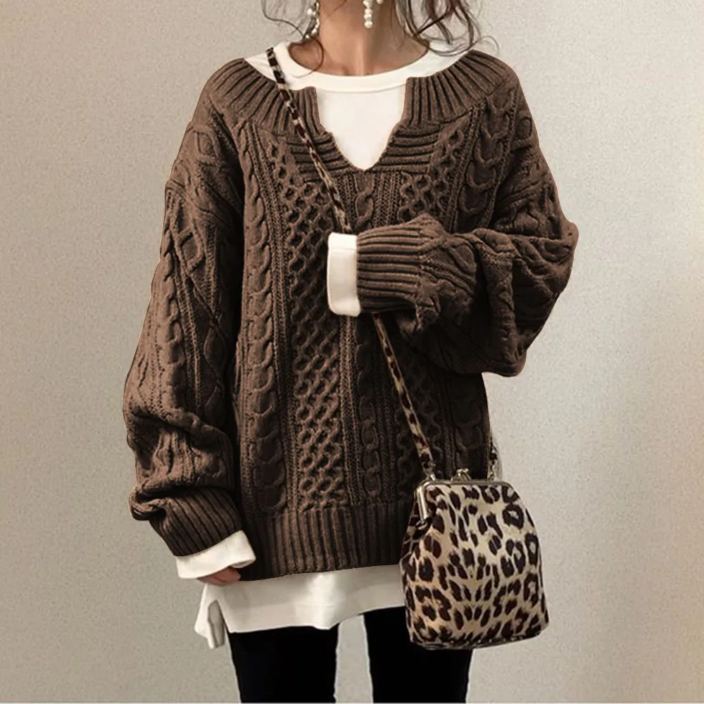

Sweater 2020 Winter Autumn Lanter Sleeve Pullovers Casual Knitted Striped Slim Model Fuzzy Fluffy Suit Fashion Girl