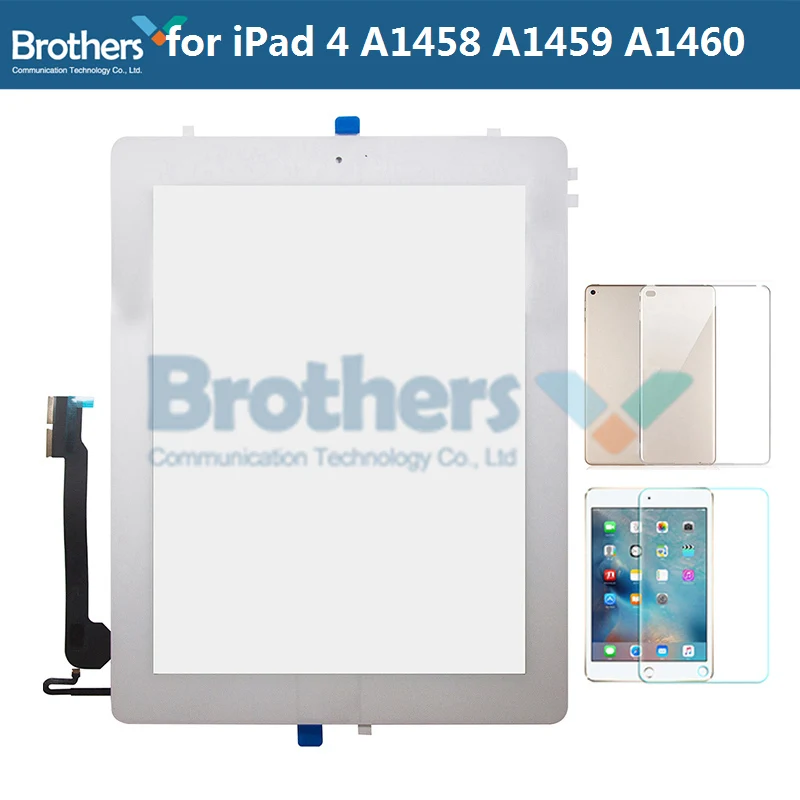 Планшет T панель для iPad 4 A1458 A1459 A1460 дигитайзер стекло сенсор в сборе с кнопкой Home для iPad 4 экран Replecement - Цвет: White Glass Case
