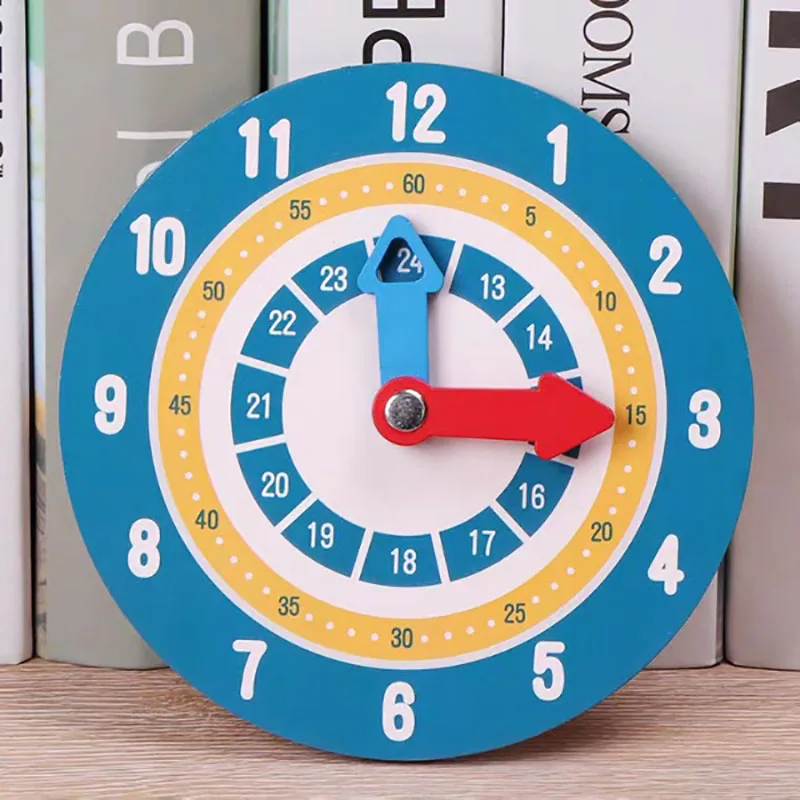 Kids Montessori Materials Wooden Clock Toys Time Learning Te