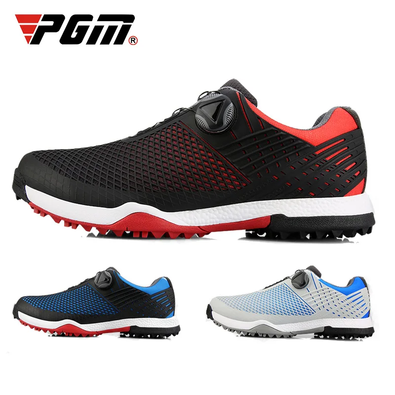 PGM Golf Mens Trianning Waterproof Nylon Sneakers Rotating Buckle Shoelaces Anti-slip Activities Nail Sports Tennis Spikes Shoes