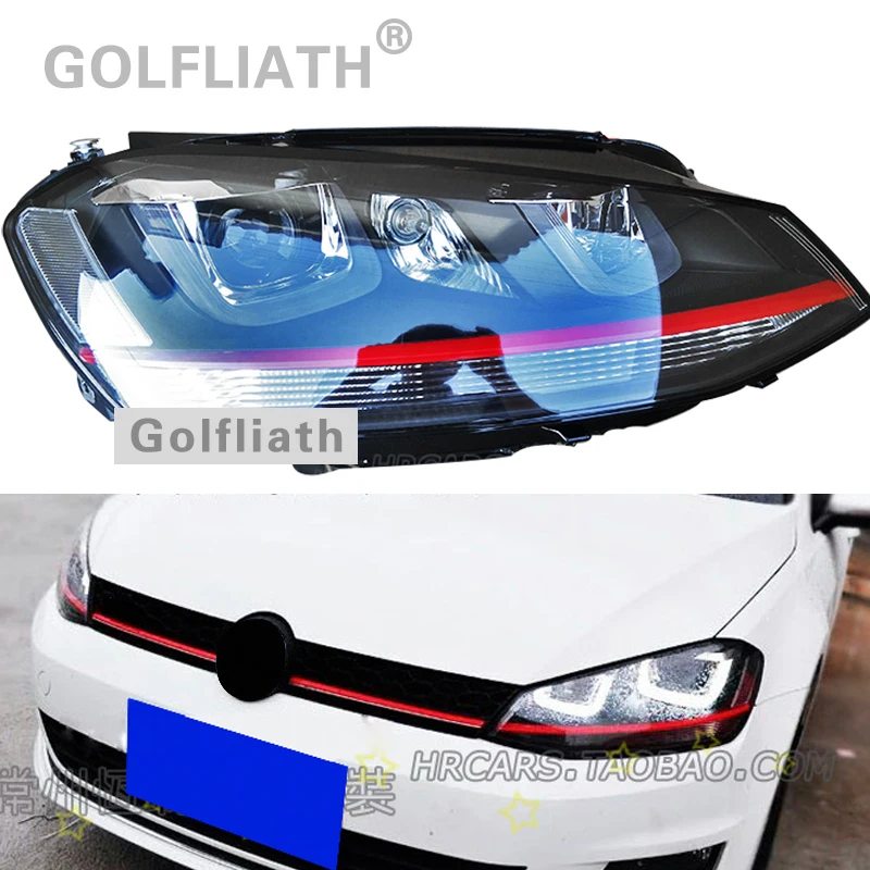 Двойной U стиль для volkswagen GOLF 7 MK7 фары, светодиодные фары DRL дневные ходовые огни Биксеноновые линзы HID сигнал