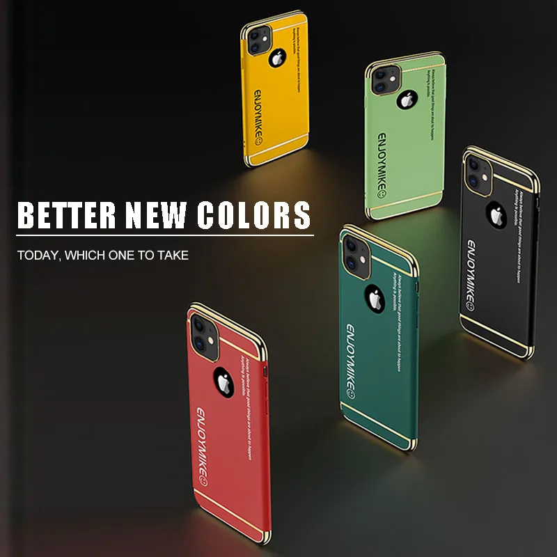 

4in1 Matte Hard PC Case for iPhone 11 XR XS X Max Plating Metal Ring Holder Phone Case for iPhone 12 Pro 7 8 6 6S Plus SE 2020