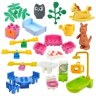 Забавные строительные блоки сделай сам для спальни, ванной, гостиной, дивана, кровати, качели для девочек, любимые игрушки для ролевых игр, совместимые с животными