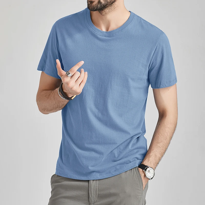 MuLS Brand Summer T-Shirts Men Male Tshirts Cotton Short Tee Shirt Women Plain Solid Tees Top Female Sky Blue Plus Size | Мужская одежда
