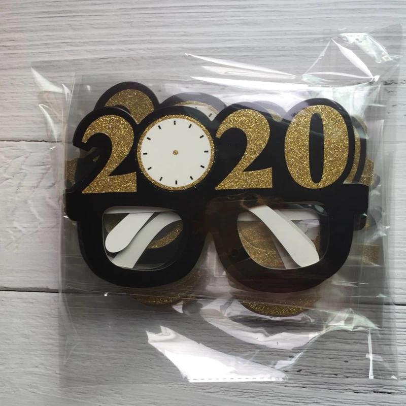 

9pcs/set Happy New Year Christmas Party paper Glasses Photo Booth Props for 2020 Celebration Party Accessories Decoration
