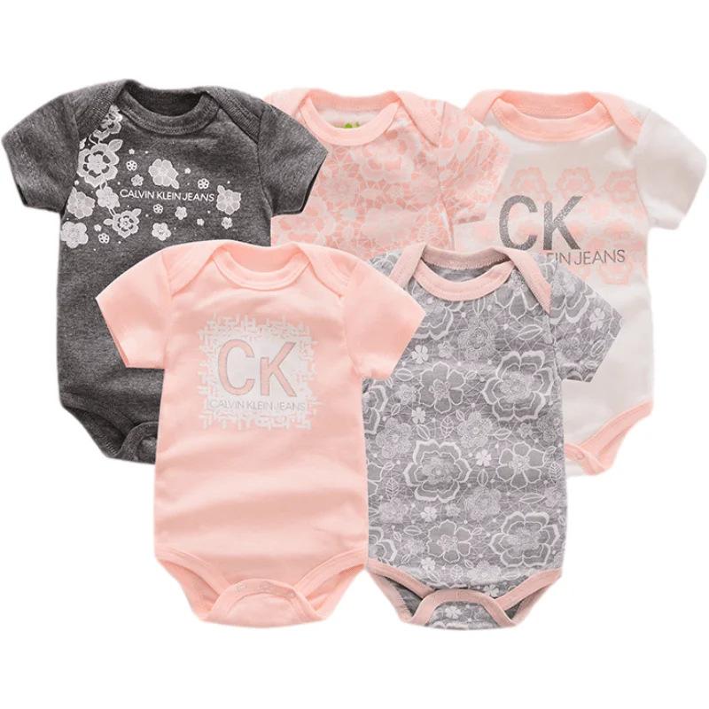 

SanSheng Summer New Style Cute Graphics romper Baby girl bodysuits newborn baby Clothes set 5-Pack Short-Sleeve Bodysuit