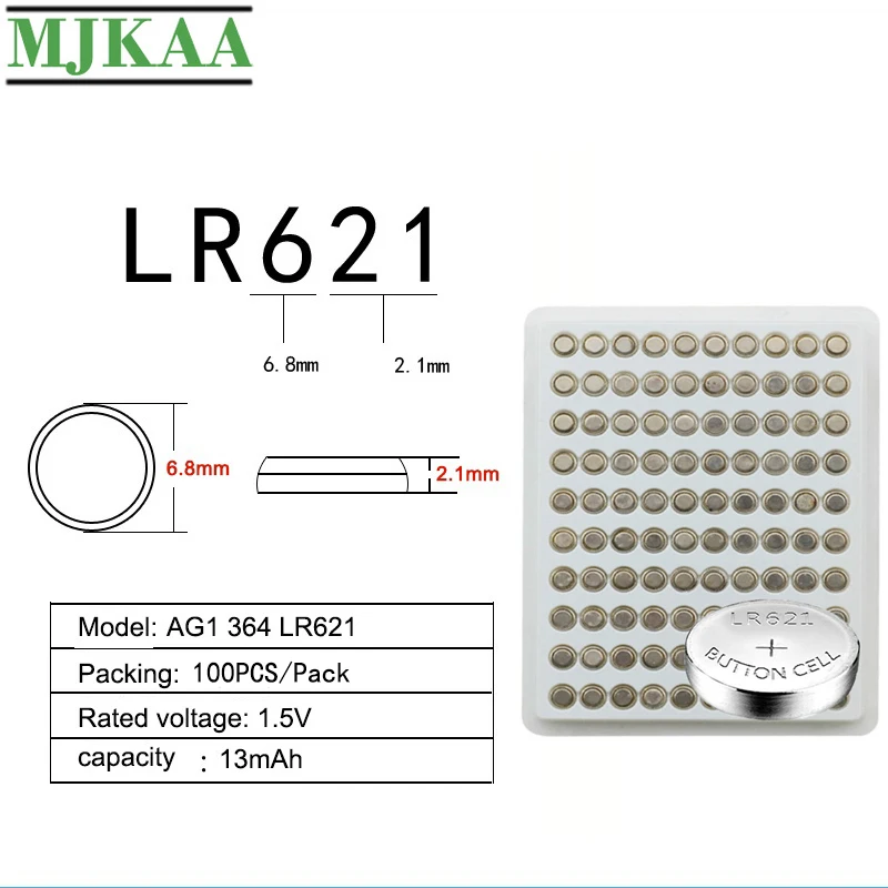 MJKAA 100 шт. AG1 1 55 в фотоэлементы батареи 364 SR621SW LR621 621 LR60 CX60 Кнопочная батарея для