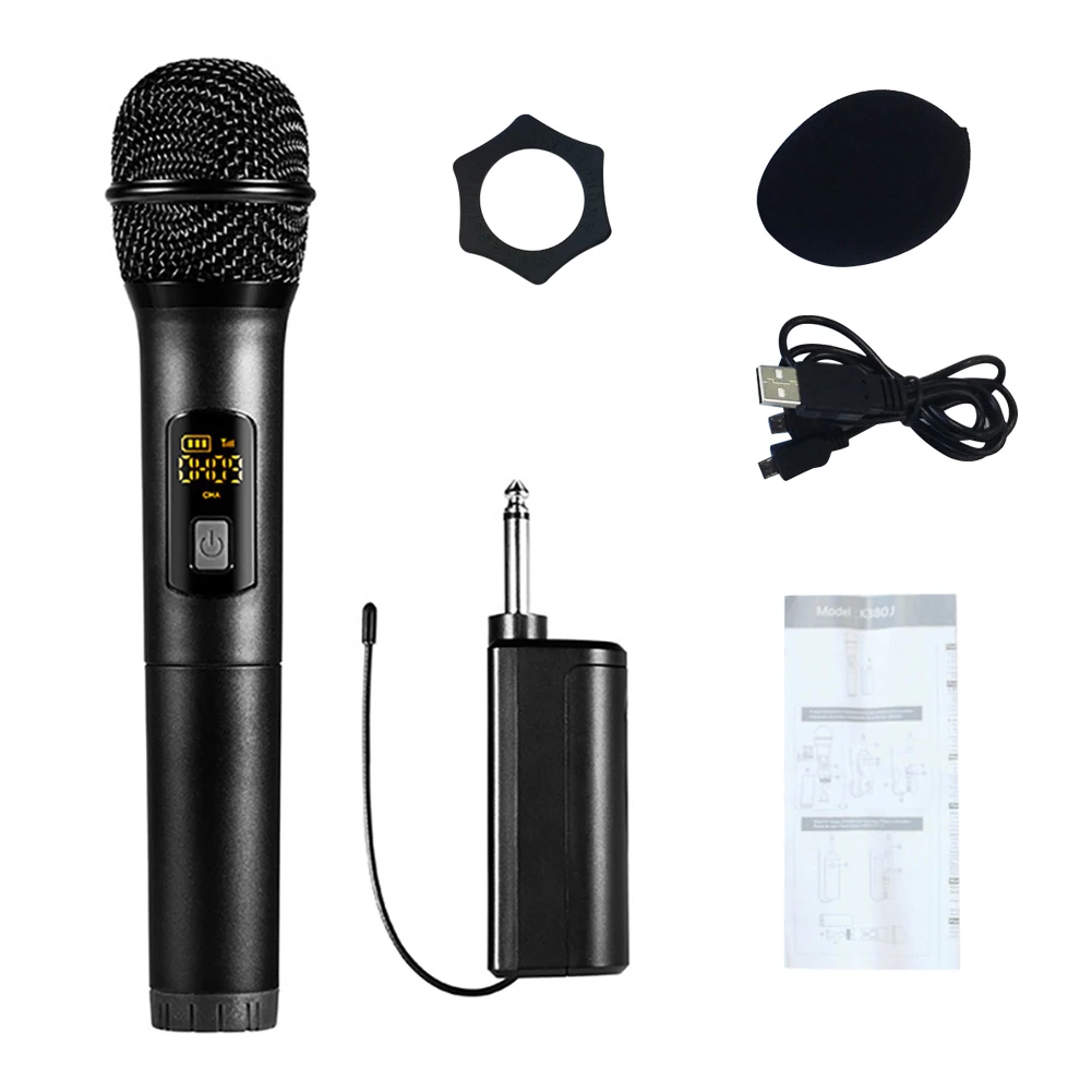 

Wireless Microphones K380J UHF Handheld Wireless Microphone with USB Receiver KTV Speech Karaoke Plastic ID Match Technology