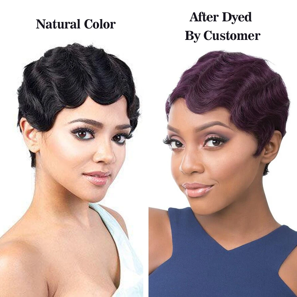 Женский парик с волнистыми пальцами бразильские неповрежденные волосы короткий