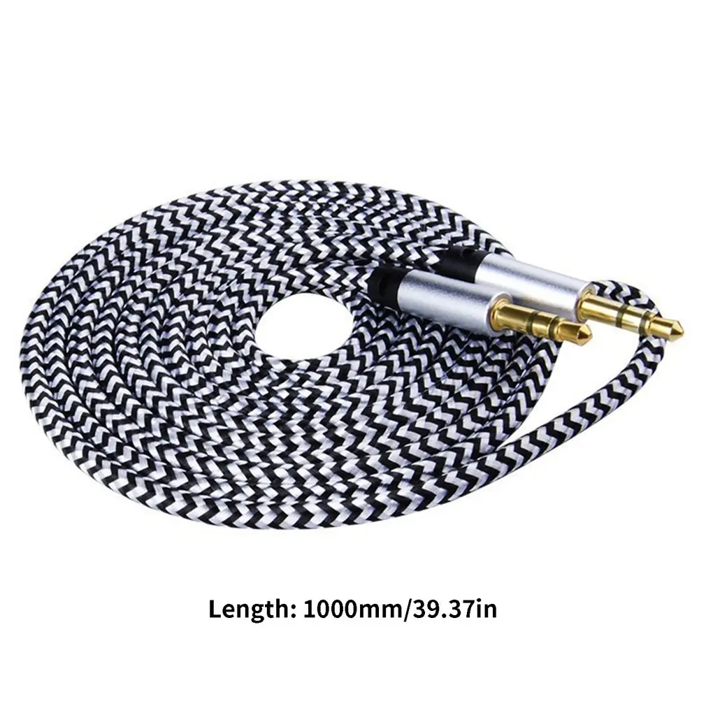 

2 Pack 1m Nylon Jack Aux Cable 3.5mm to 3.5mm Audio Cable Male to Male Car Aux Cable for iPhone Samsung