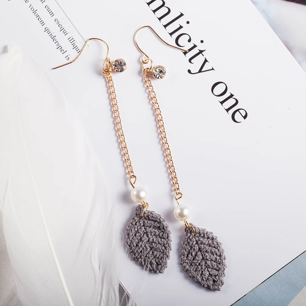 Горячая многоцветный лист форма кристалл серьги длинный Фонд темперамент