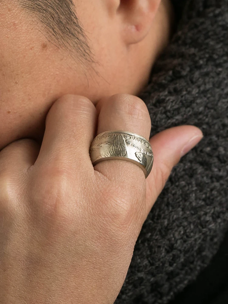 RuibeilaS925 bague de pièce monnaie ancienne en argent la mode pour 2021 New tendance | Украшения и аксессуары