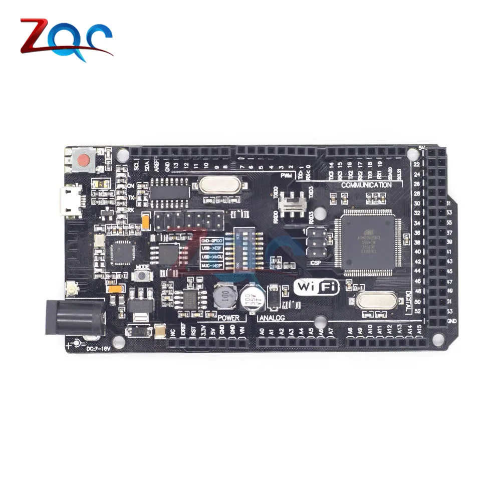 Mega2560 + Wi-Fi R3 ATmega2560 ESP8266 плата 32 Мб памяти Φ CH340G совместима с Arduino Mega NodeMCU для WeMos |