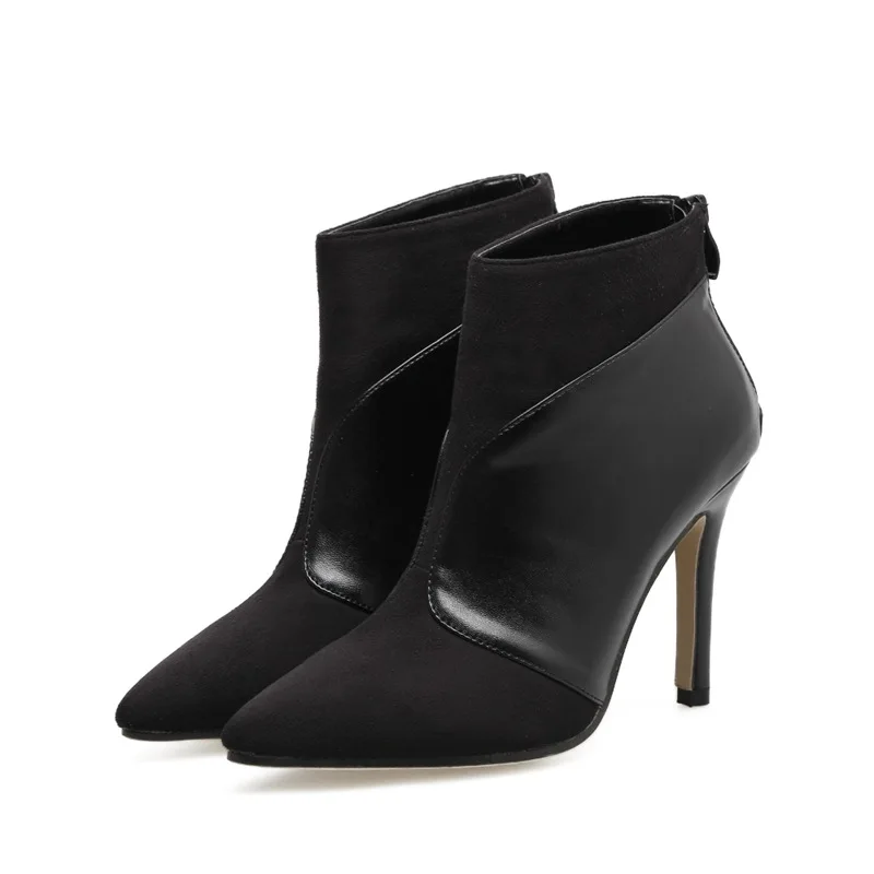 

Pointed short boots women suede PU stitching thin heel women boots women shoes winter boots women ankle boots for women