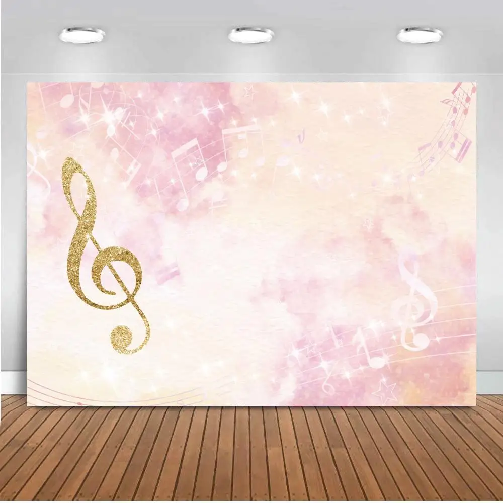 

Musical Symbol Birthday Party Backdrop Banner Pink Light Bokeh Baby Shower Celebrate Lots Of Fans Custom Background For Photo