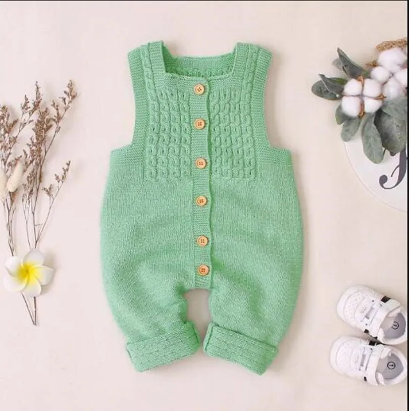 Детский комбинезон осенняя вязаная детская одежда для новорожденных без рукавов