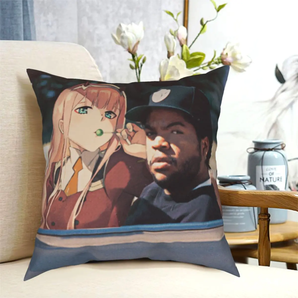 Квадратная подушка Zero Two Ice Cube Darling In The Franxx чехол Полиэстеровая забавные