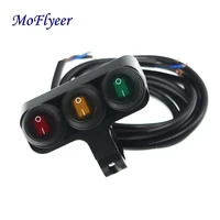 moflyeer motorcycle accessories modified aluminum alloy three buttons 12v red waterproof switch headlights spotlights switches